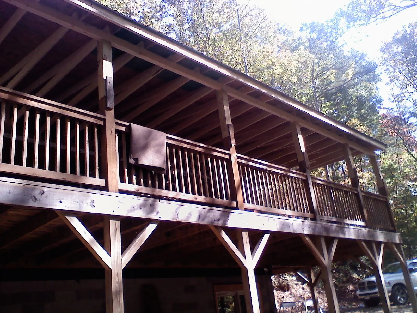 Timber framing under a new elevated porch and deck — Roof Leak Repair in Wilber by Roofing Brothers